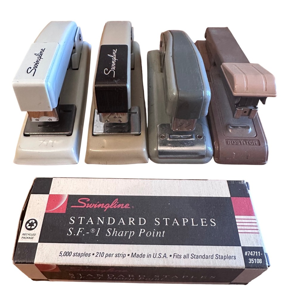 Swingline Bostitch Stapler Lot 4pc Vintage Office 711 99 Brown Grey Tan Staples